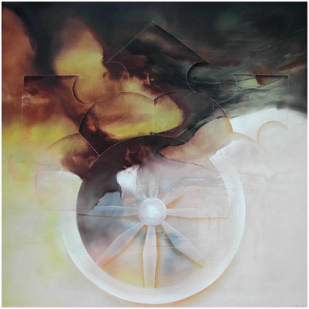 "La roue du Dharma" huile (80x80cm)  (n°h16) :  640 €